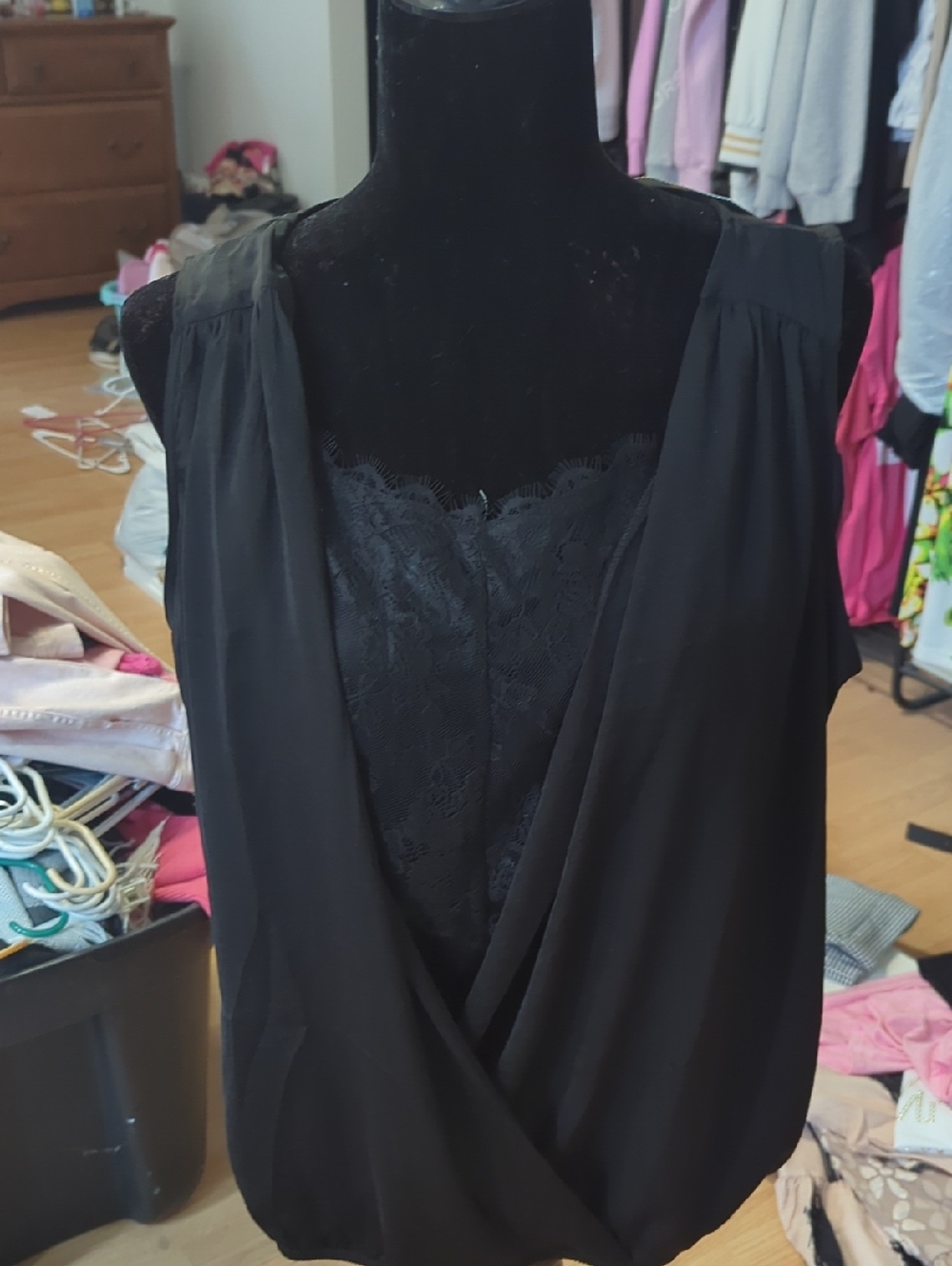 Maurices Black Top with Lace Trim